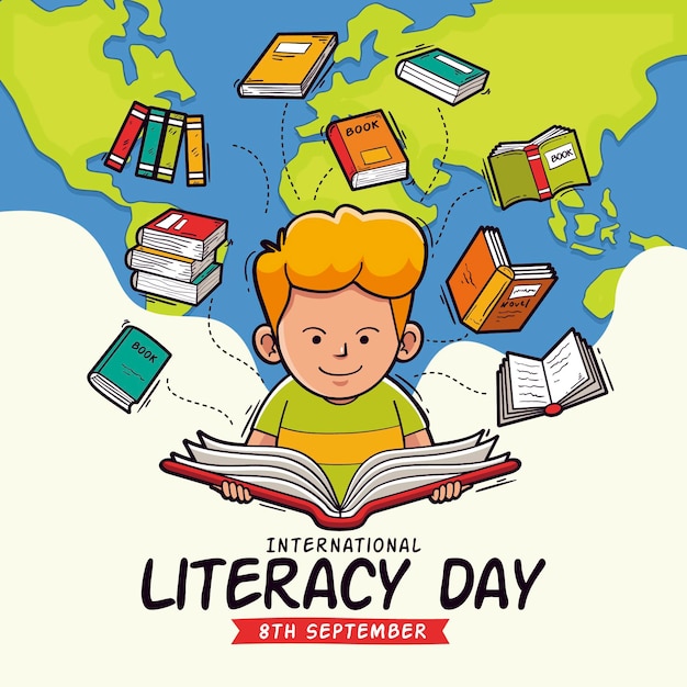 Free Vector | Hand drawn international literacy day concept