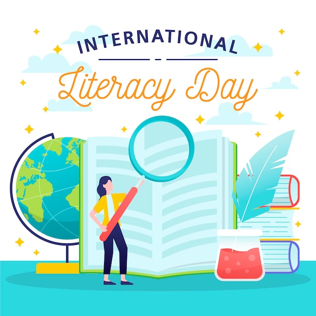 Free Vector | Hand drawn international literacy day concept