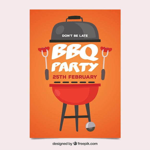 Hand drawn invitation to the barbecue
party