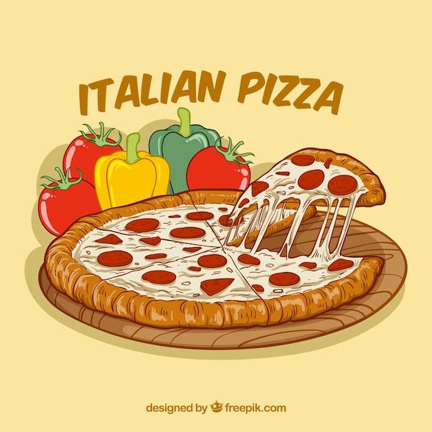 Hand drawn italian pizza background