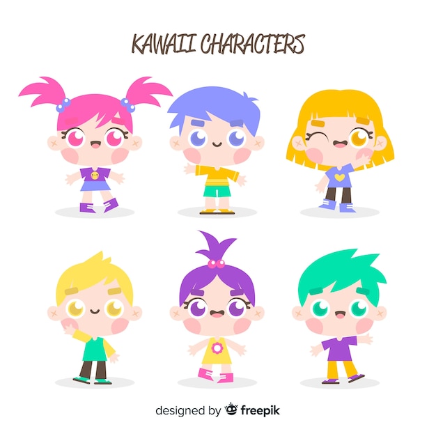 Free Vector | Hand drawn kawaii characters collection