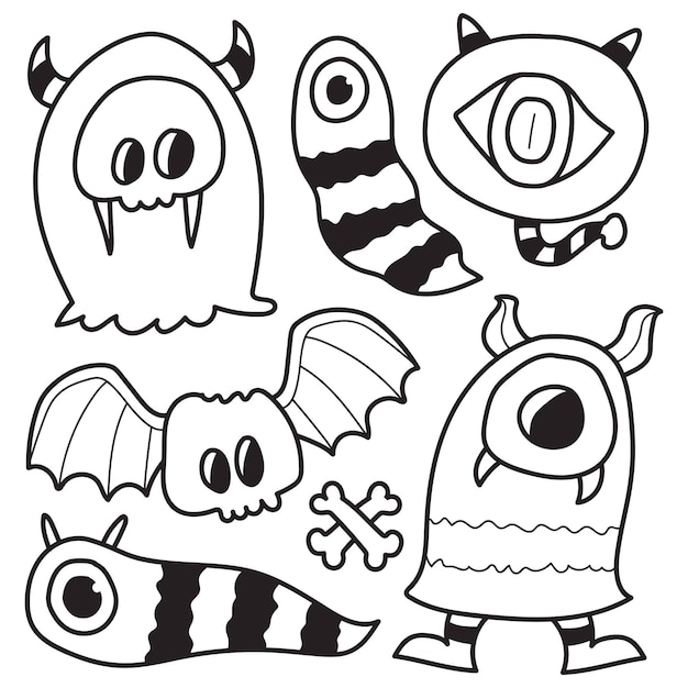 Premium Vector | Hand drawn kawaii doodle monster cartoon coloring design