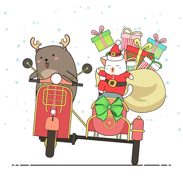 Download Free Hand Drawn Kawaii Rider Reindeer Is Riding A Bike With Santa Cat Use our free logo maker to create a logo and build your brand. Put your logo on business cards, promotional products, or your website for brand visibility.