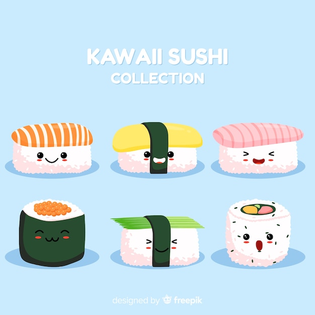 Free Vector | Hand drawn kawaii smiling sushi collection