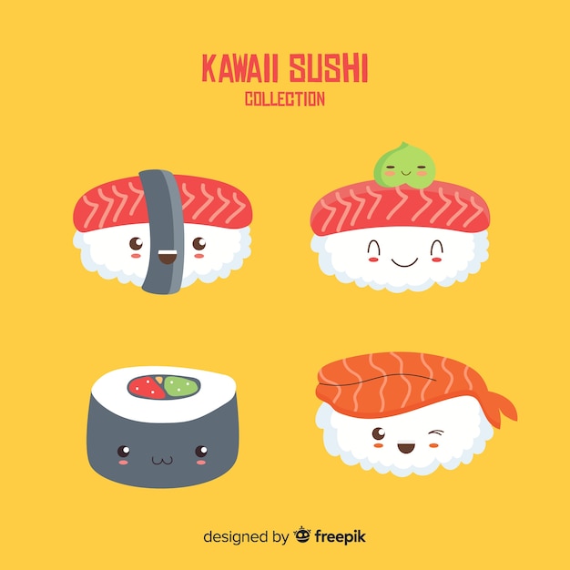 Free Vector | Hand Drawn Kawaii Sushi Collection