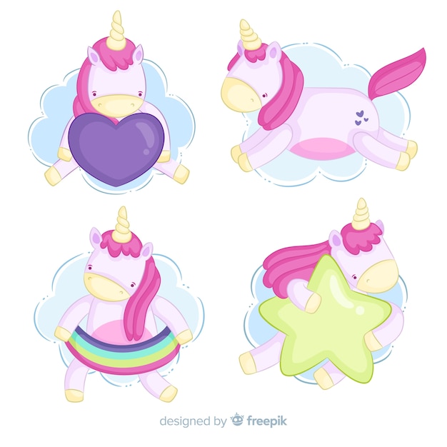 Hand Drawn Kawaii Unicorn Collection 