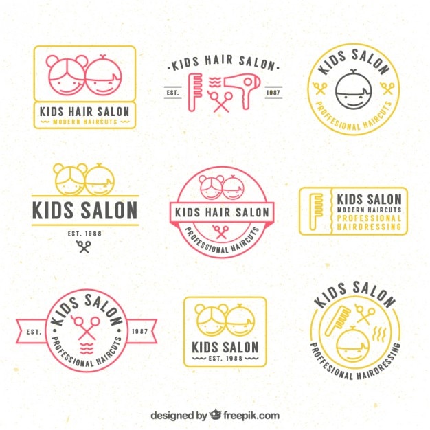 Download Free Hand Drawn Kids Hair Salon Logos Premium Vector Use our free logo maker to create a logo and build your brand. Put your logo on business cards, promotional products, or your website for brand visibility.