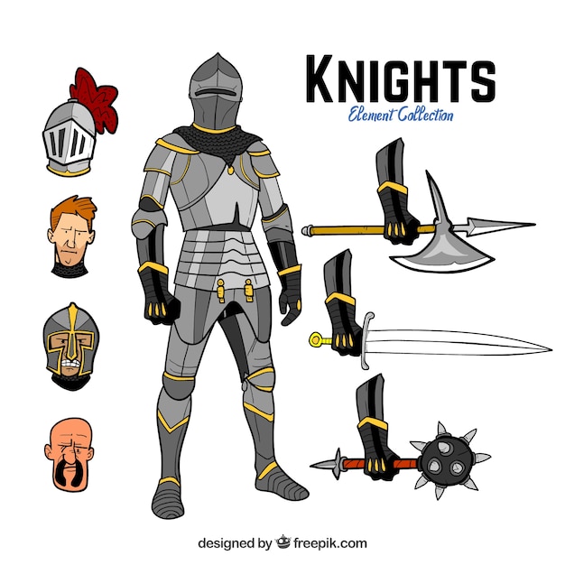Download Free Download This Free Vector Hand Drawn Knight With Elements Use our free logo maker to create a logo and build your brand. Put your logo on business cards, promotional products, or your website for brand visibility.
