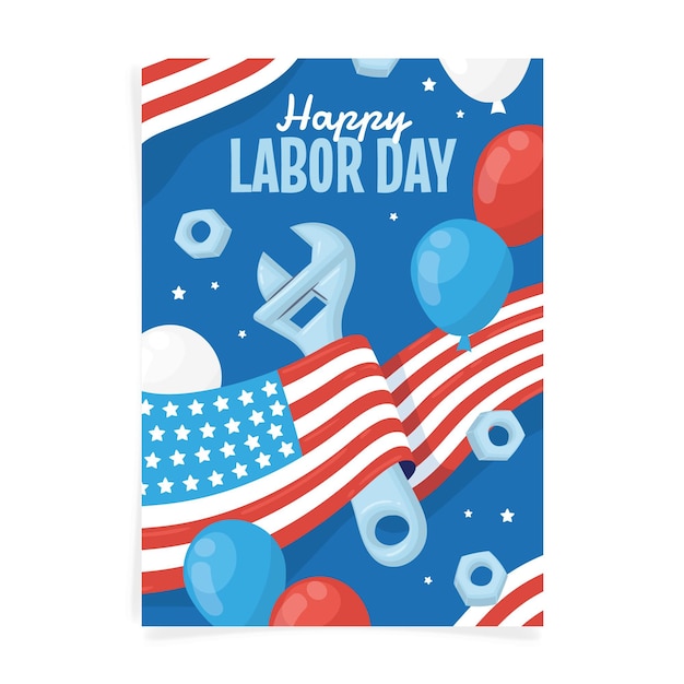 Free Vector | Hand drawn labor day vertical poster template