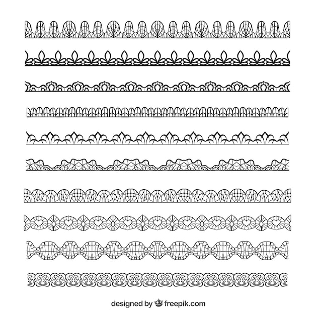 ヴィンテージ最新デザインで手描きレースの境界線 無料のベクター