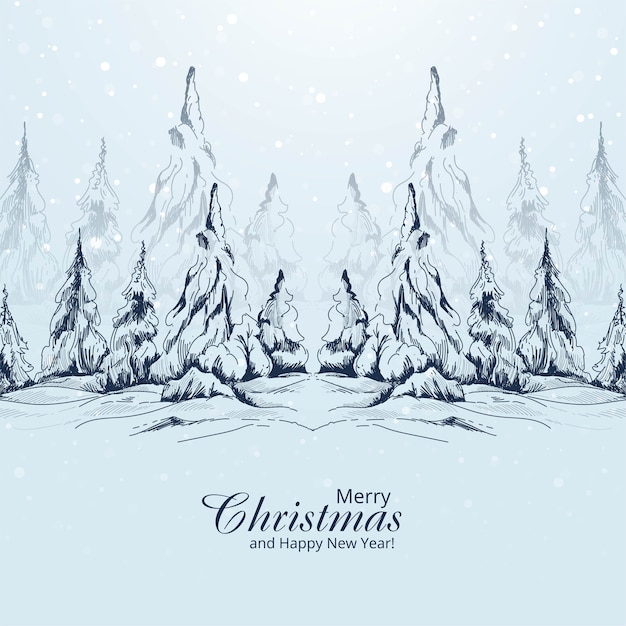 Free Vector | Hand drawn landscape christmas tree sketch