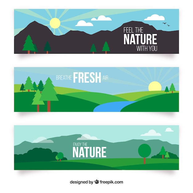 Hand drawn landscape with mountains
banners