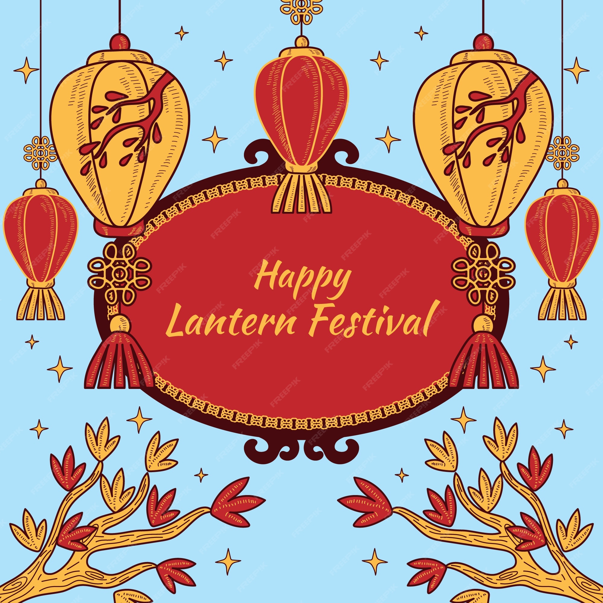 Free Vector | Hand drawn lantern festival illustration