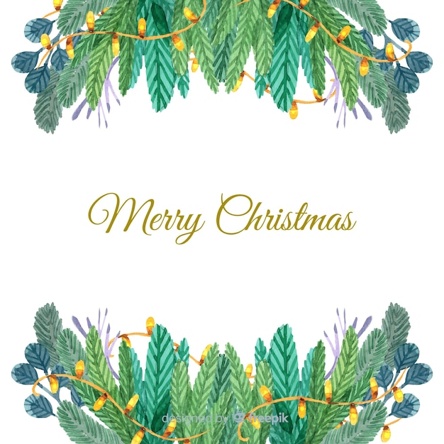 Hand drawn leaves christmas background | Free Vector