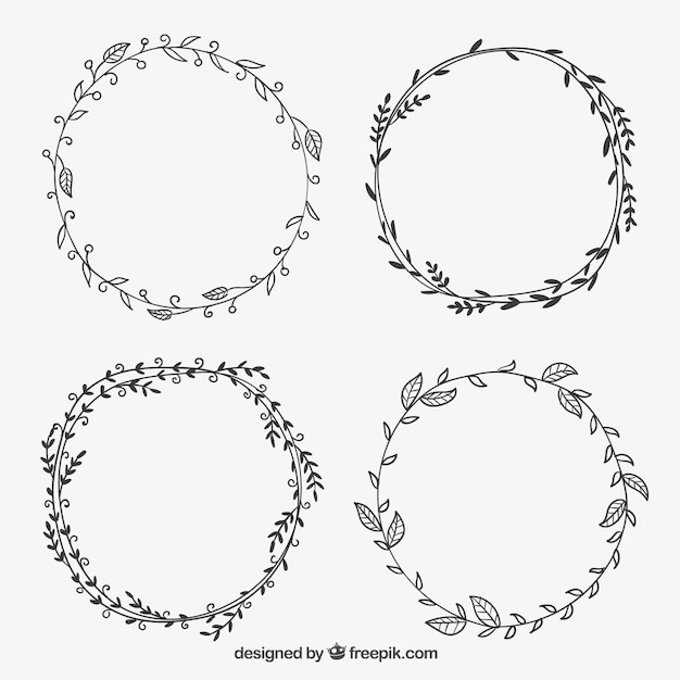 Hand drawn leaves frames Vector | Free Download