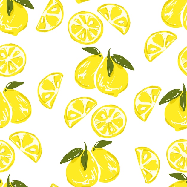 Premium Vector | Hand drawn lemon background pattern seamless