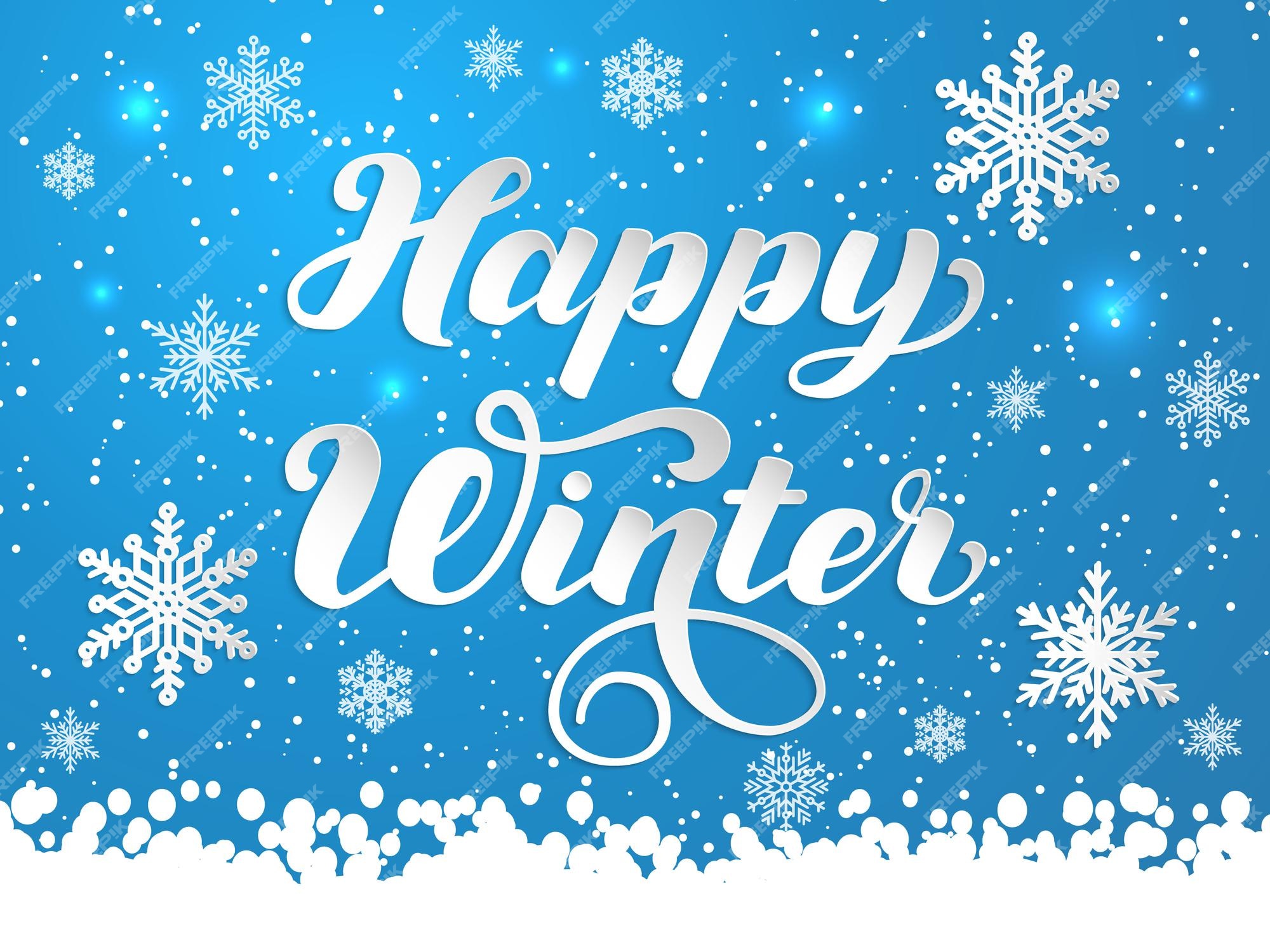 Free Vector | Hand drawn lettering happy winter.etc.