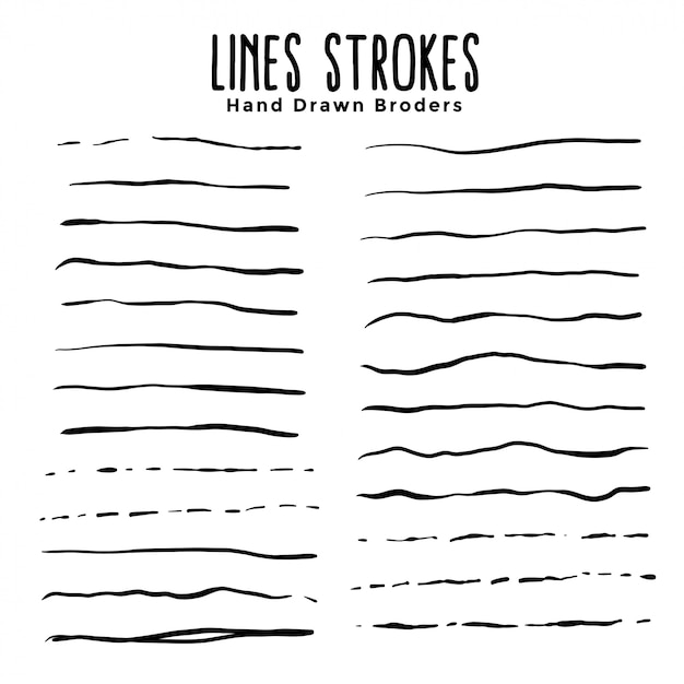Hand Drawn Lines Strokes Brushes Set Free Vector