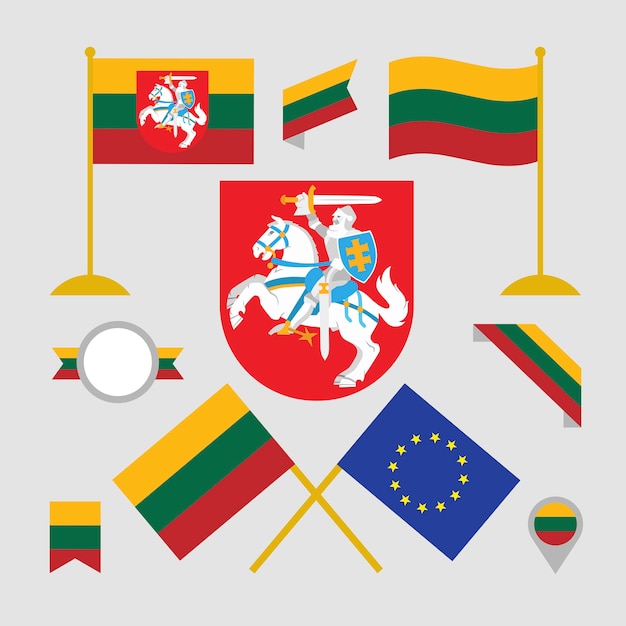 Free Vector | Hand Drawn Lithuania Flag And National Emblems Collection