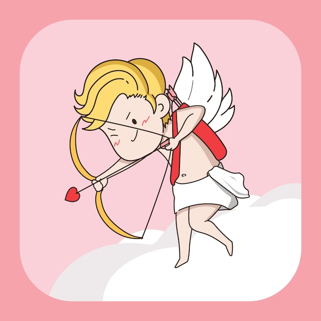 Premium Vector Hand Drawn Little Cupid Character Shooting The Heart Arrow 3955