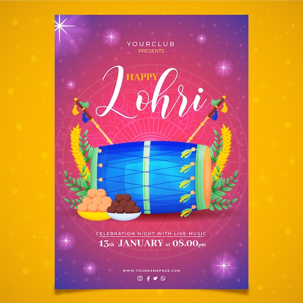 Free Vector Hand drawn lohri poster