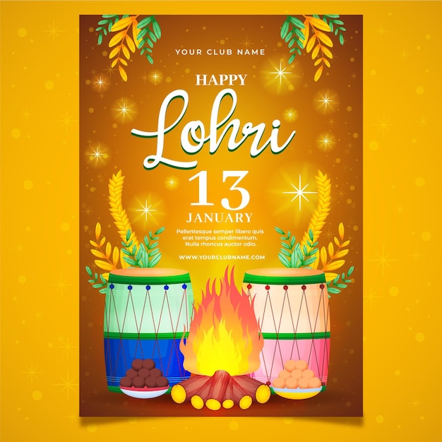 Free Vector Hand drawn lohri poster