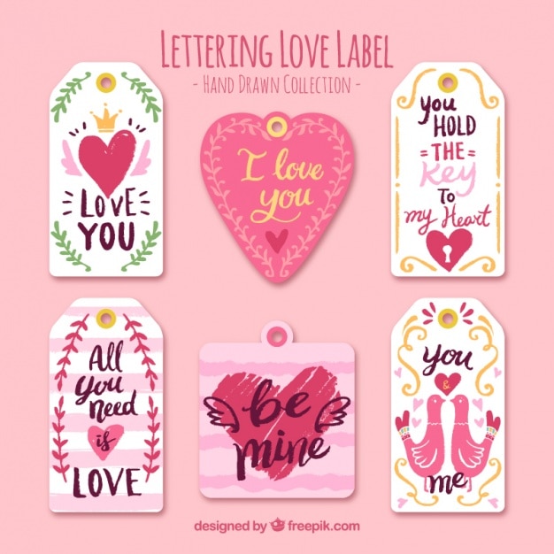 Hand drawn love label collection Vector | Free Download