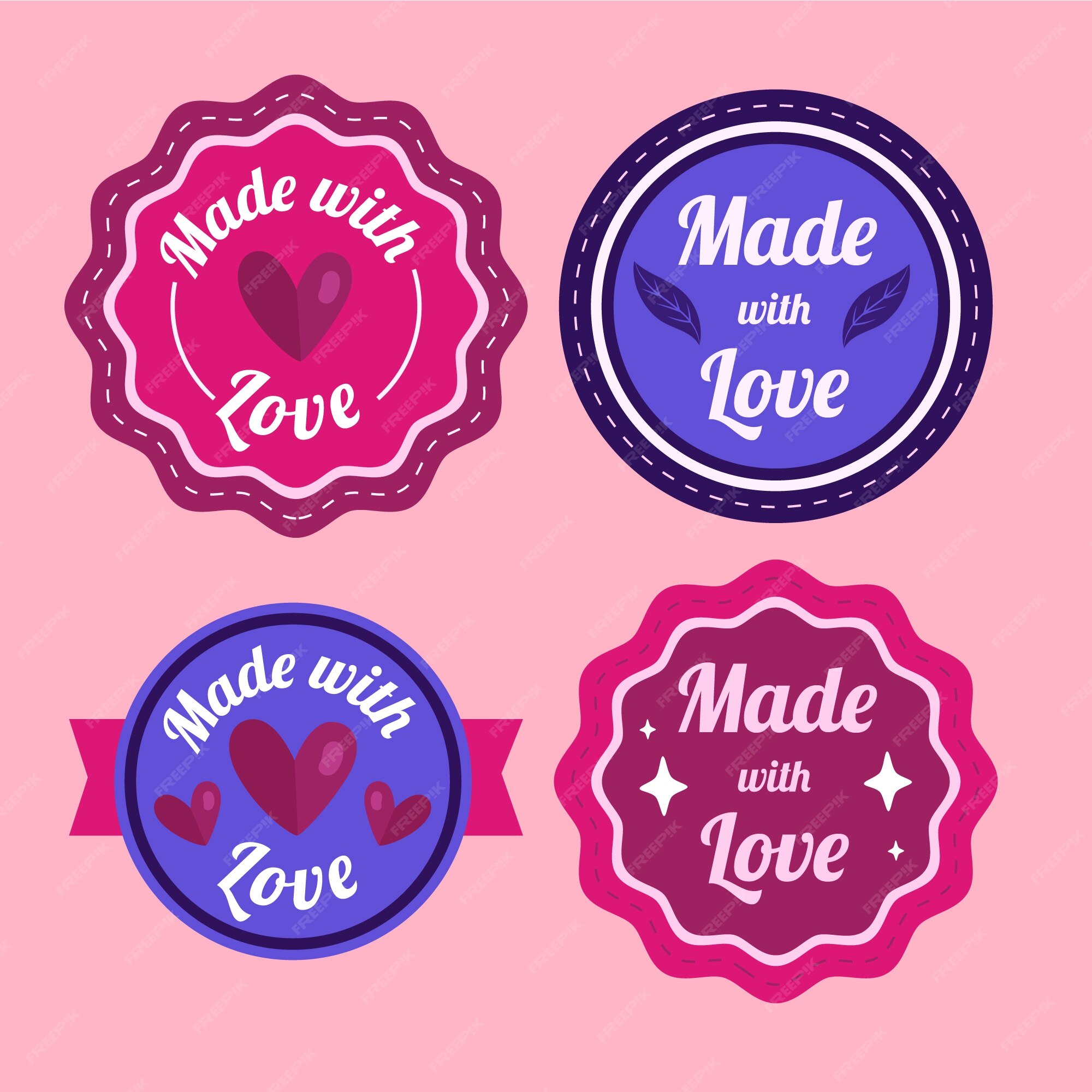 Free Vector | Hand drawn made with love labels