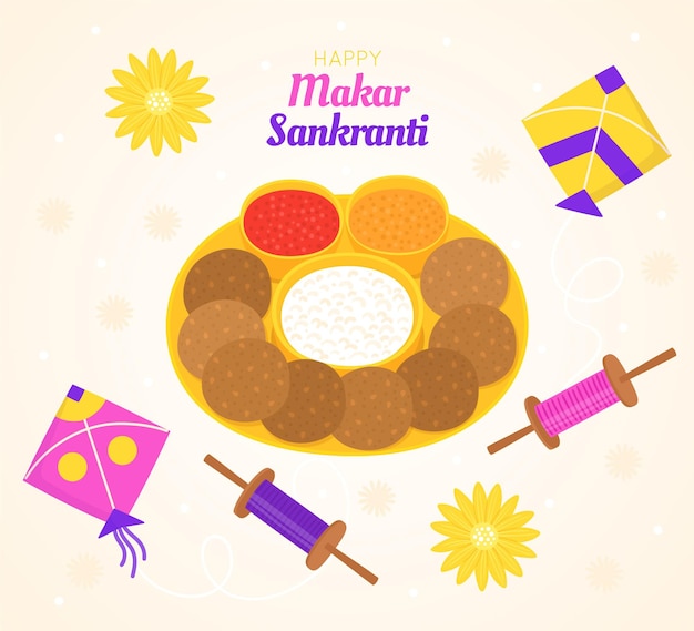 Premium Vector | Hand drawn makar sankranti festival