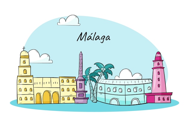 Free Vector Hand Drawn Malaga Skyline