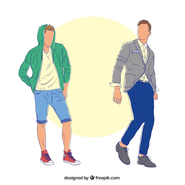 Hand drawn male models Vector | Free Download