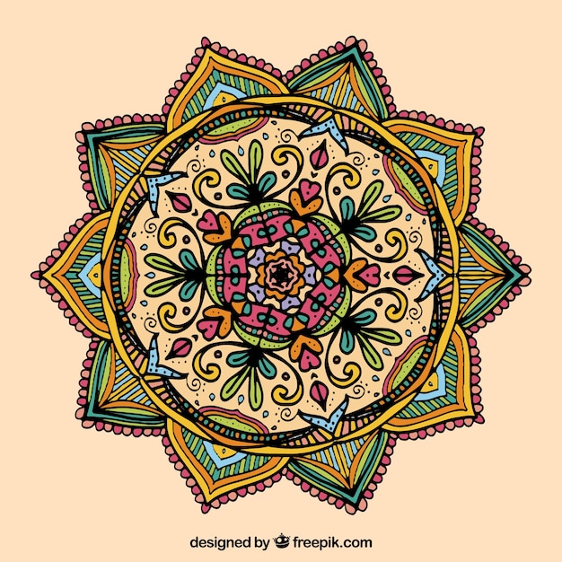 Download Hand drawn mandala decorative background Vector | Free ...
