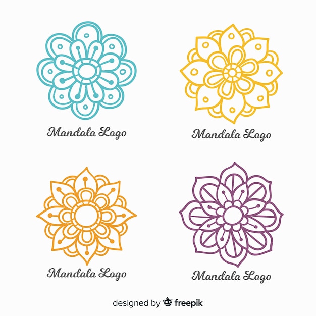 Download Hand drawn mandala logo collection | Free Vector