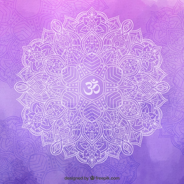 Download Hand drawn mandala on a purple background | Free Vector