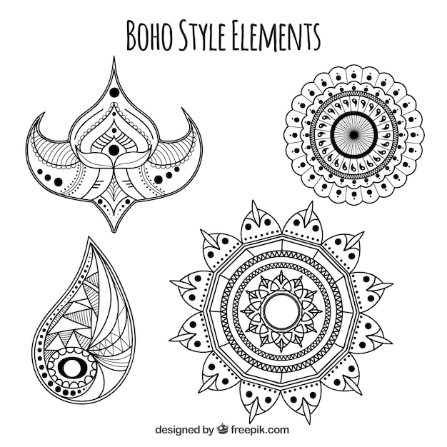 Download Hand drawn mandalas and ornaments in boho style Vector ...