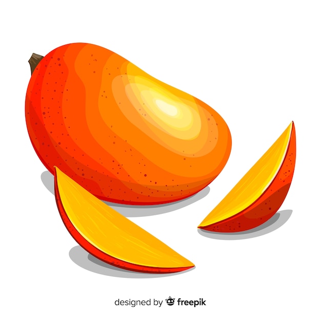 Hand drawn mango background Free Vector