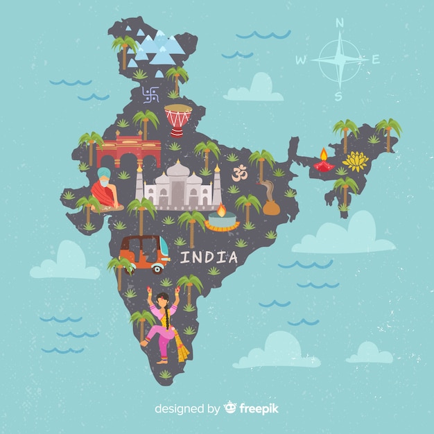 Hand drawn map of india | Free Vector