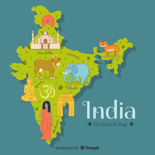 Free Vector | Hand Drawn Map Of India