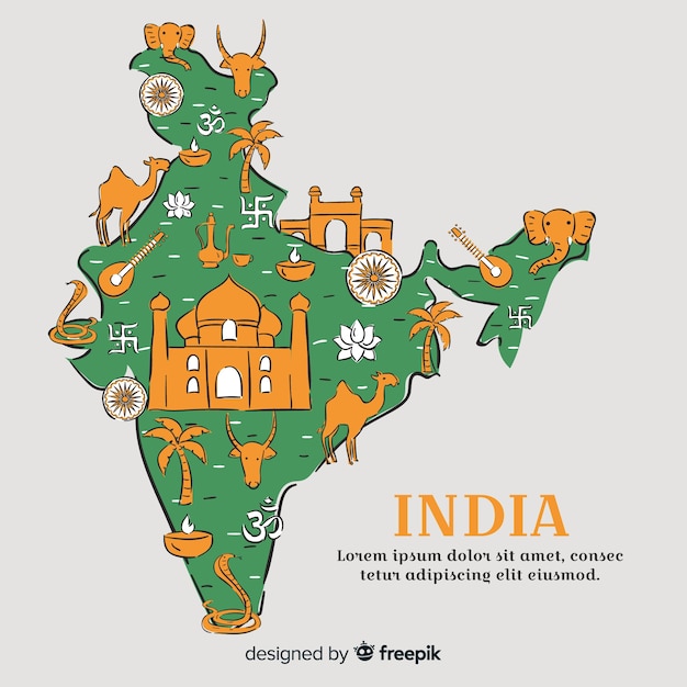 Free Vector | Hand Drawn Map Of India