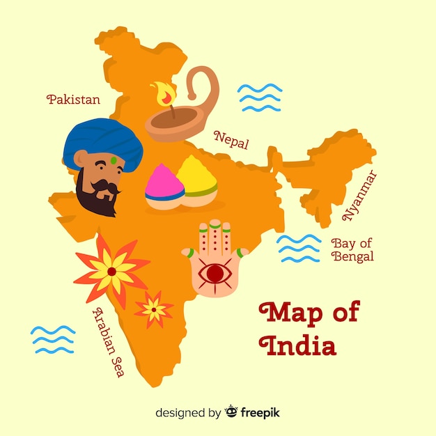 Hand Drawn Map Of India 