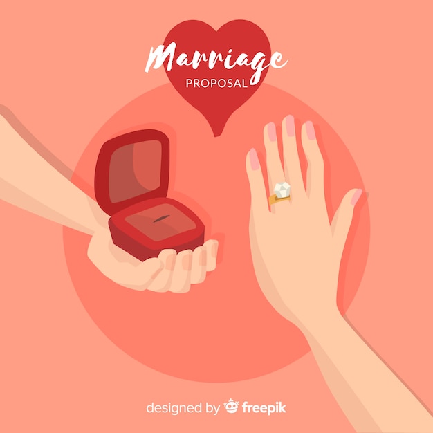 Hand drawn marriage proposal composition | Free Vector