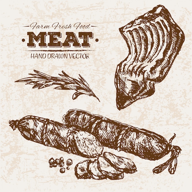 Premium Vector Hand Drawn Meat Products