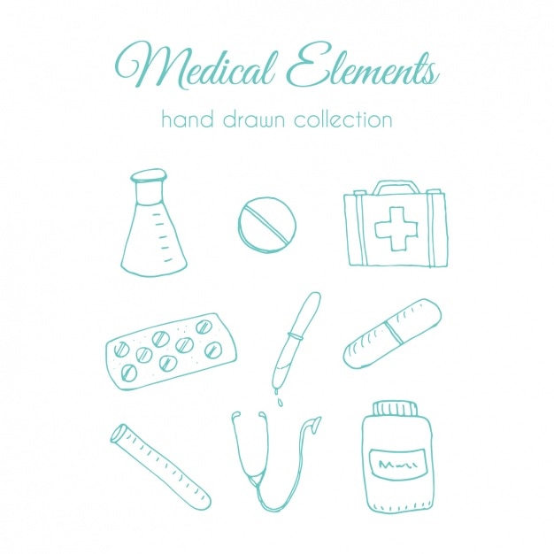 Hand drawn medical element collection