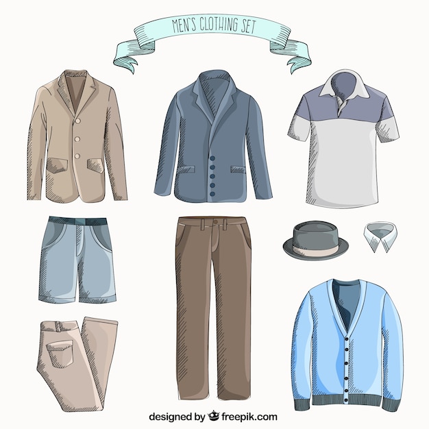 Free Vector | Hand drawn men's clothing set