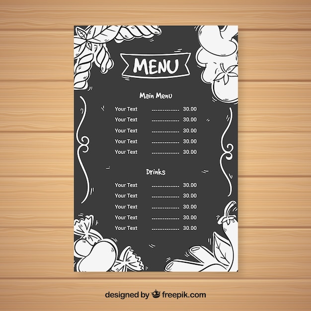 Free Vector Hand drawn menu template