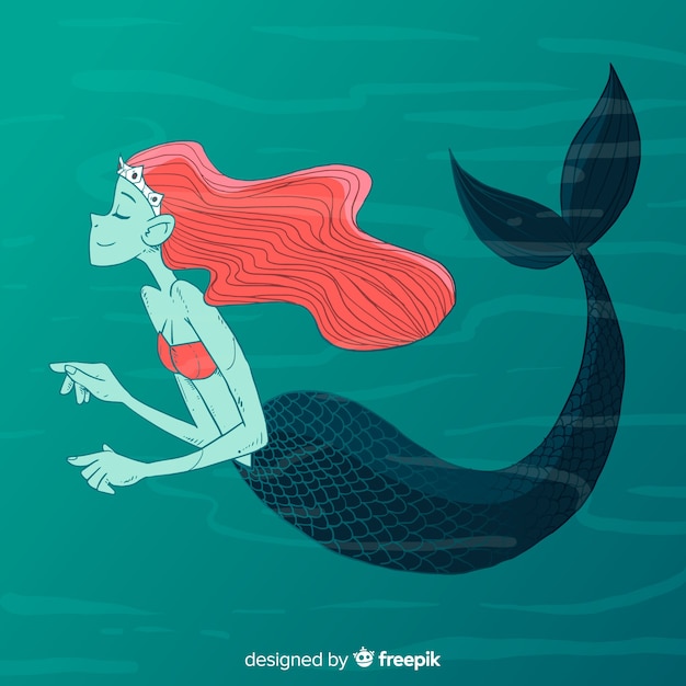 Hand drawn mermaid background Vector | Free Download