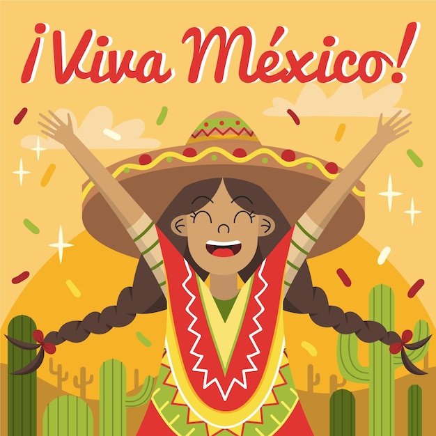 Free Vector Hand drawn mexic independence day concept