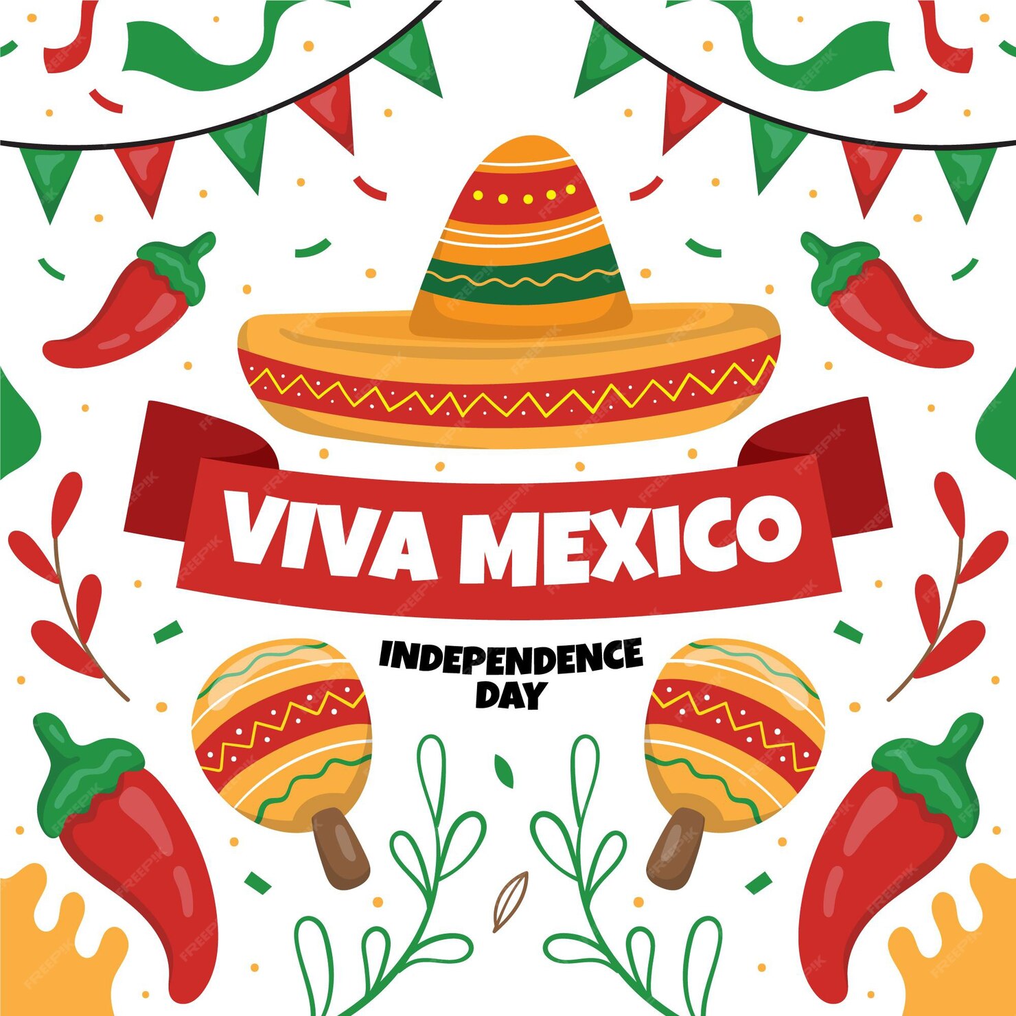 Free Vector | Hand drawn mexic independence day concept