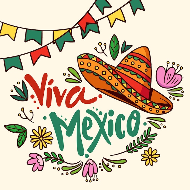 Free Vector Hand drawn mexic independence day concept