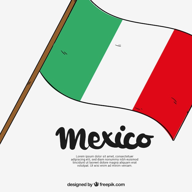 Download Hand drawn mexican flag background | Free Vector
